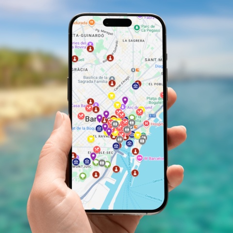 mapa atrakcji Barcelony na telefonie