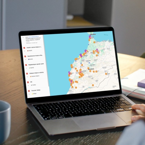 mapa atrakcji w Maroku na komputerze