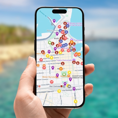 mapa atrakcji turystycznych w Apulii w google maps na telefonie