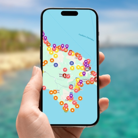 mapa atrakcji Zakynthos na telefonie