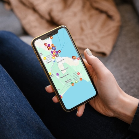 mapa atrakcji turystycznych na Zakynthos w google maps na telefonie