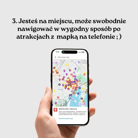 mapa atrakcji Barcelony na telefonie