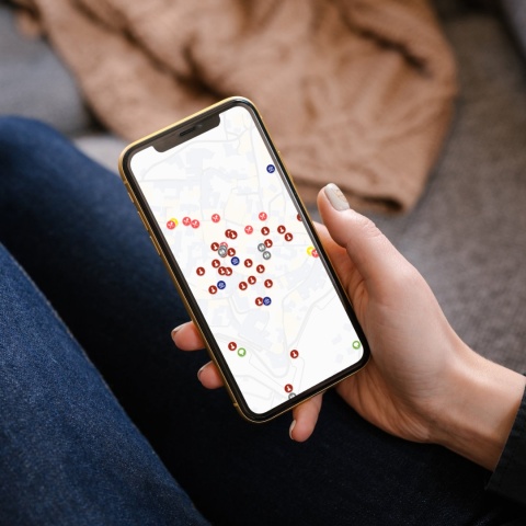 mapa atrakcji turystycznych w Bergamo w google maps na telefonie