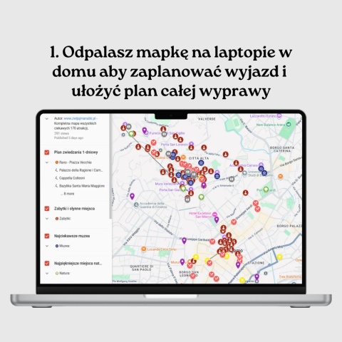 mapa atrakcji Bergamo otwarta na komputerze