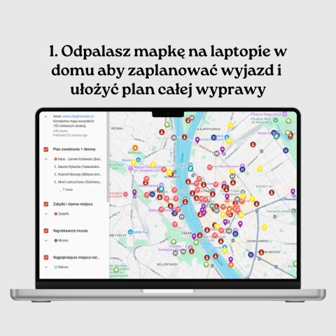 mapa atrakcji Budapesztu otwarta na komputerze