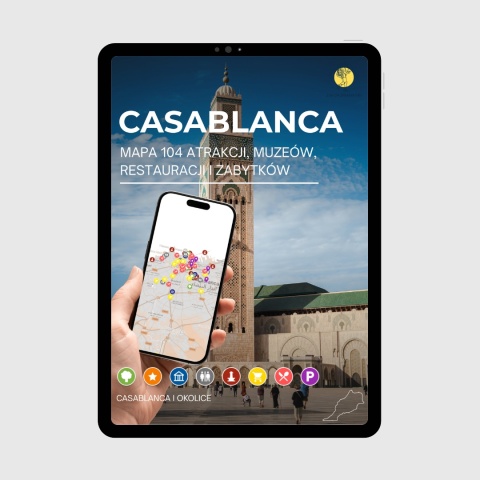 okładka e-booka dotyczącego mapy atrakcji turystycznych Casablanki
