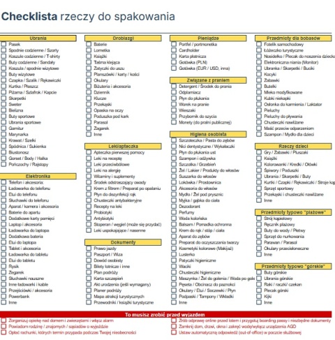 Checklista rzeczy do spakowania przed wyjazdem