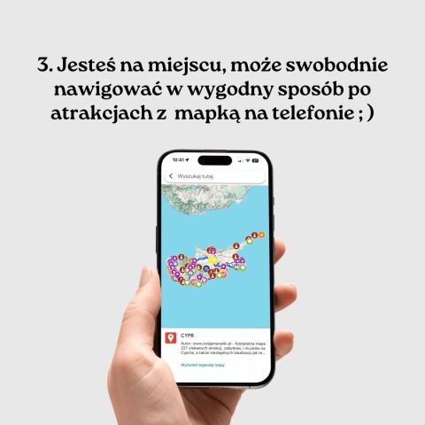 mapa atrakcji Cypru na telefonie