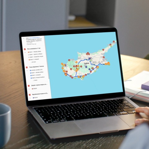 plan zwiedzania Cypru w 7 dni otwarty na komputerze