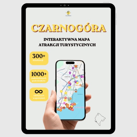 okładka e-booka dotyczącego mapy atrakcji turystycznych w Czarnogórze