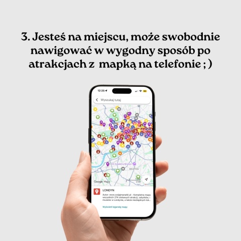 mapa atrakcji Londynu na telefonie