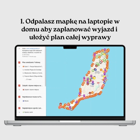 mapa atrakcji Fuerteventury otwarta na komputerze