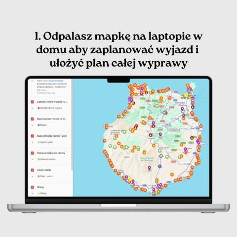 mapa atrakcji Gran Canarii otwarta na komputerze
