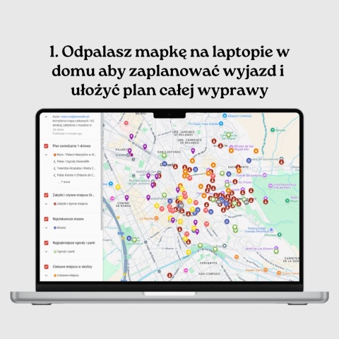 mapa atrakcji Grenady otwarta na komputerze