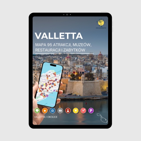 okładka e-booka dotyczącego mapy atrakcji turystycznych Valletty