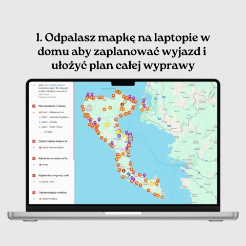 mapa atrakcji Korfu otwarta na komputerze