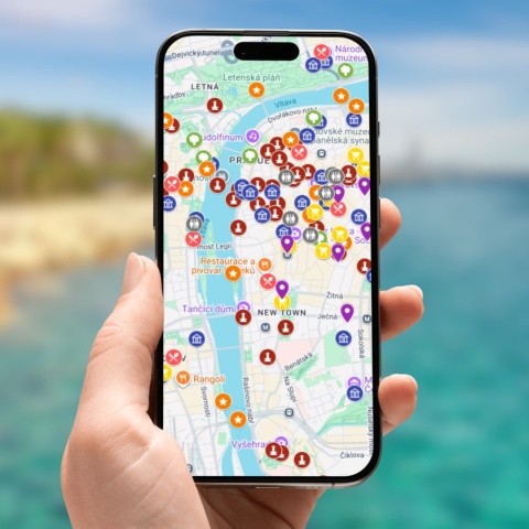 mapa atrakcji Pragi na telefonie