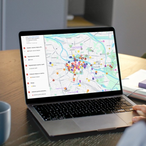 mapa atrakcji Wrocławia na komputerze