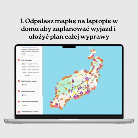 mapa atrakcji Lanzarote otwarta na komputerze