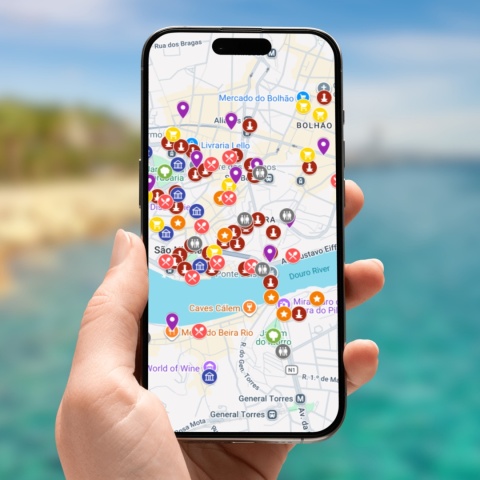 mapa atrakcji Porto na telefonie