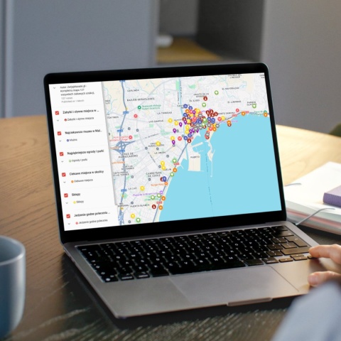 mapa atrakcji Malagi na komputerze
