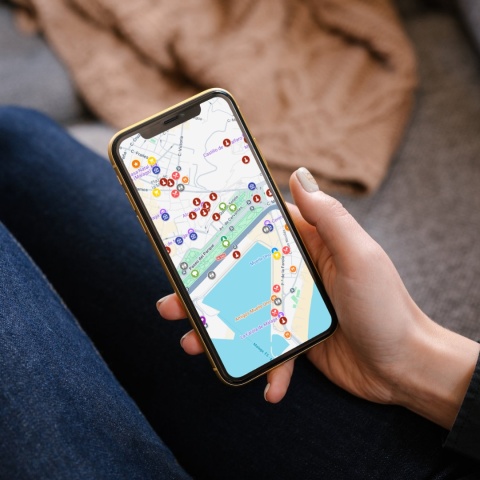 mapa atrakcji turystycznych w Maladze w google maps na telefonie