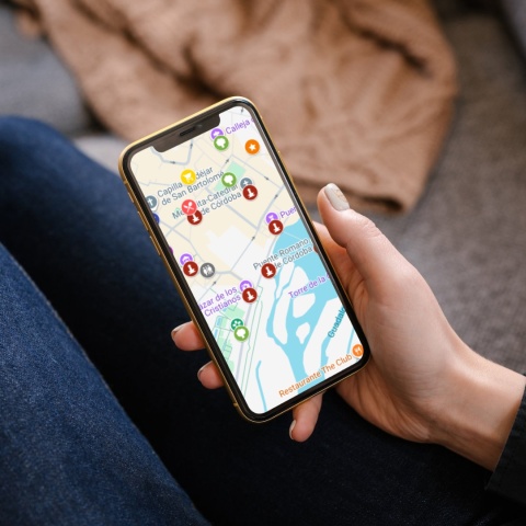 mapa atrakcji turystycznych w Kordobie w google maps na telefonie