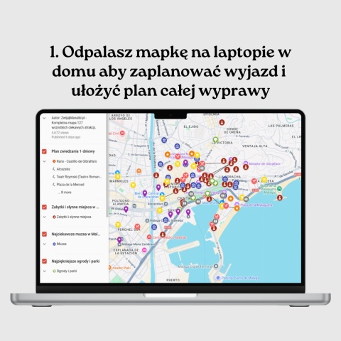 mapa atrakcji Malagi otwarta na komputerze