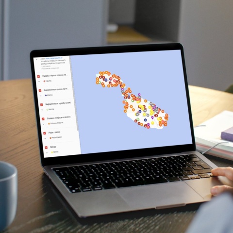 mapa atrakcji Malty na komputerze