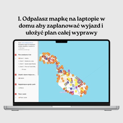 mapa atrakcji Malty otwarta na komputerze