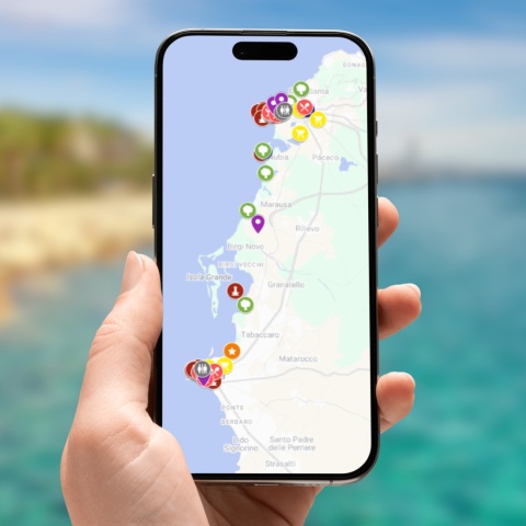 mapa atrakcji Marsali i Trapani na telefonie