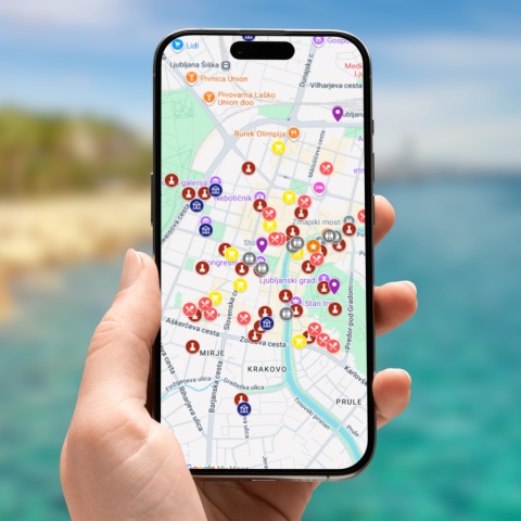 mapa atrakcji Lublany na telefonie