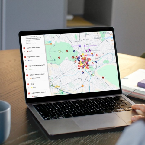 mapa atrakcji Lublany na komputerze