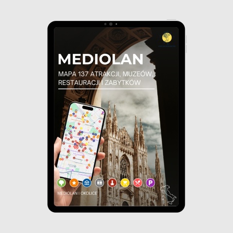 okładka e-booka dotyczącego mapy atrakcji turystycznych Mediolanu