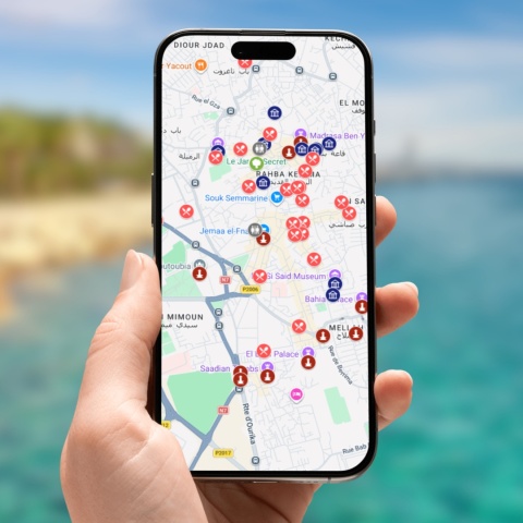 mapa atrakcji Marrakeszu na telefonie