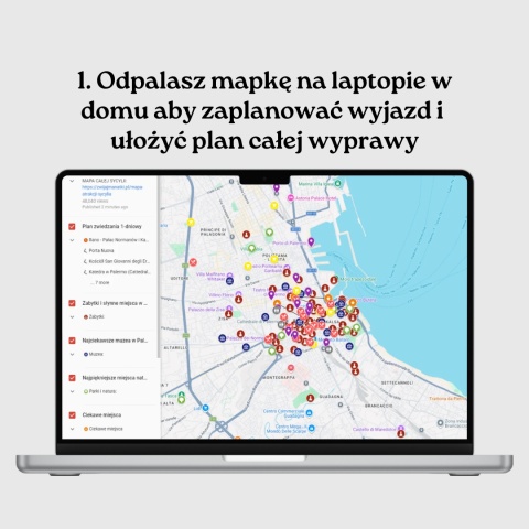 mapa atrakcji Palermo otwarta na komputerze