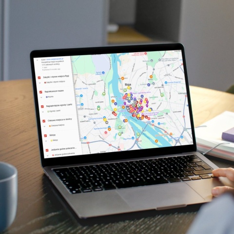 mapa atrakcji Rygi na komputerze