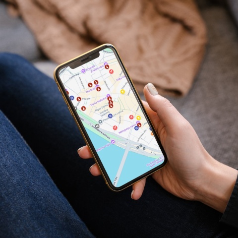 mapa atrakcji turystycznych w Rydze w google maps na telefonie