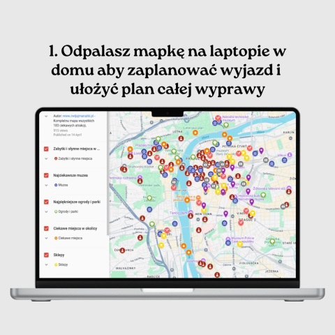 mapa atrakcji Pragi otwarta na komputerze