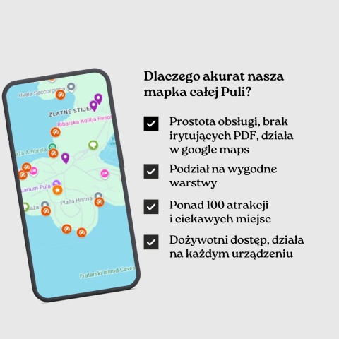 zalety mapy atrakcji Puli od zwijajmanatki.pl