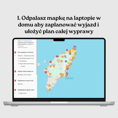 mapa atrakcji Rodos otwarta na komputerze