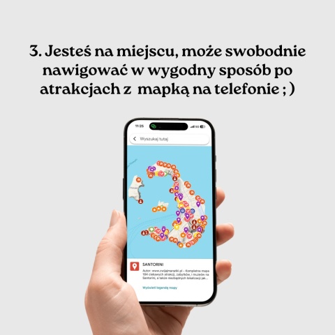 mapa atrakcji Santorini na telefonie