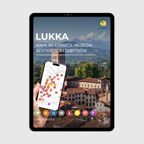 okładka e-booka dotyczącego mapy atrakcji turystycznych w Lukce