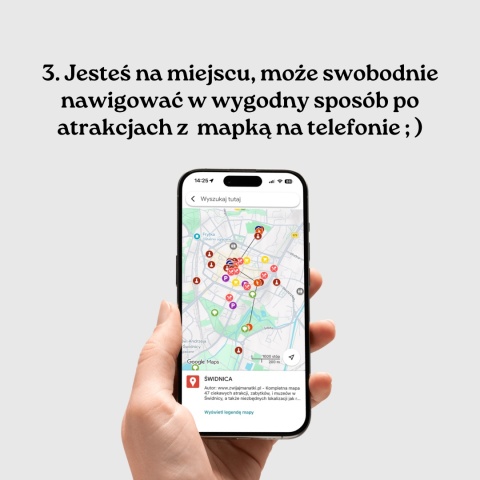 mapa atrakcji Świdnicy na telefonie