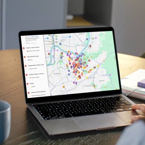 mapa atrakcji Wilna na komputerze