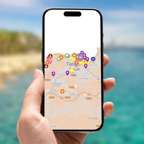 mapa atrakcji Tangeru na telefonie