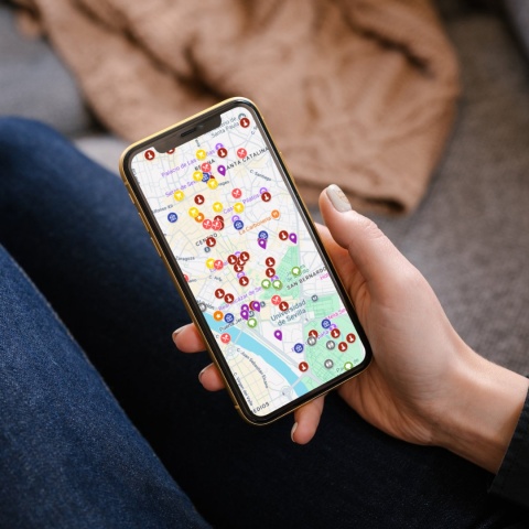 mapa atrakcji turystycznych w Andaluzji w google maps na telefonie