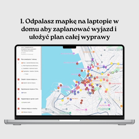 mapa atrakcji Triestu otwarta na komputerze