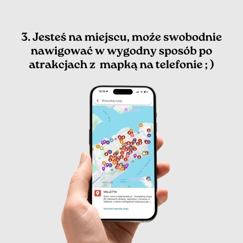 mapa atrakcji Valletty na telefonie