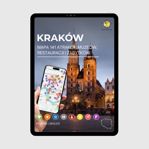 okładka e-booka dotyczącego mapy atrakcji turystycznych w Krakowie